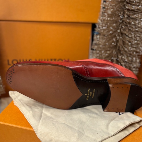 Louis Vuitton Red Leather & Suede Wingtip Brogues - Picture 9 of 9